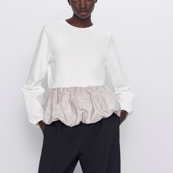 zara white sweatshirt